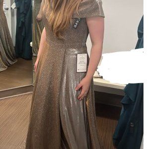 Xscape gold glitter gown